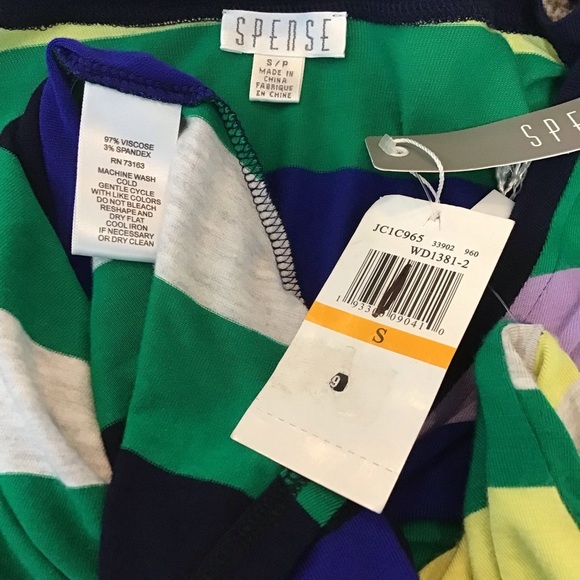 Spense V-Neck Twist Mitered Stripe Handkerchief Fit & Flare Dress - Picture 6 of 7